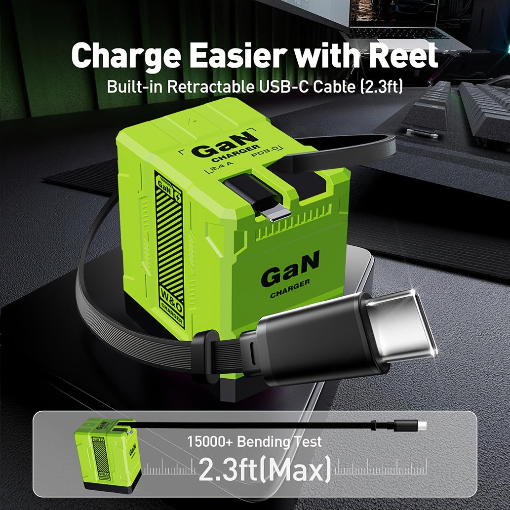 66W 3-in-1 Fast Charger with USB Type-C – Portable Universal Adapter with Retractable US Plug