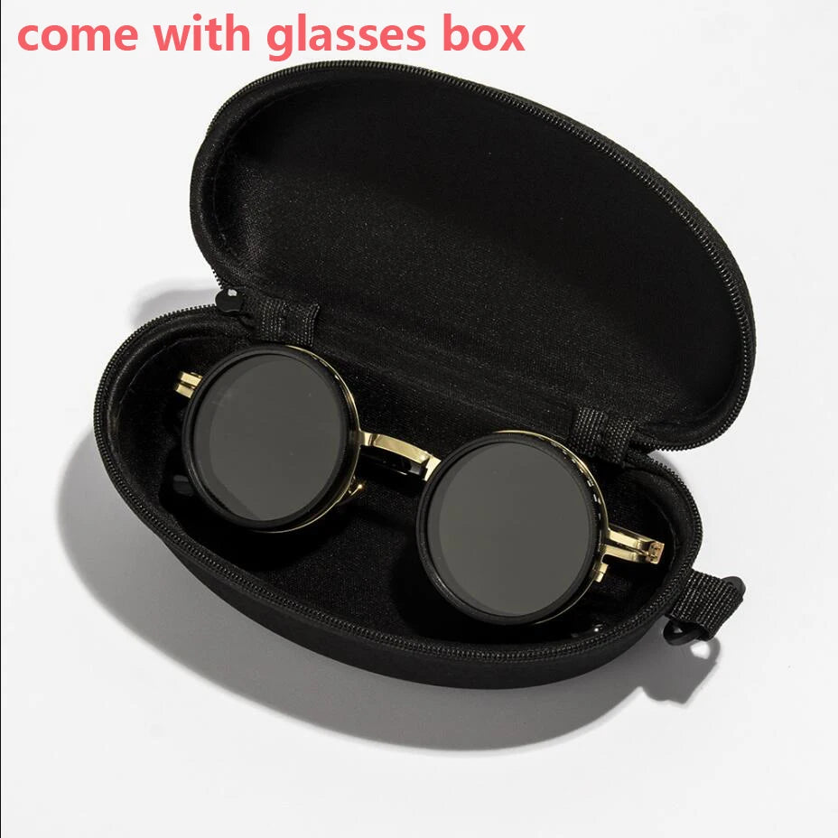 Polarized Round Sunglasses – Adjustable Retro Punk UV400 Shades