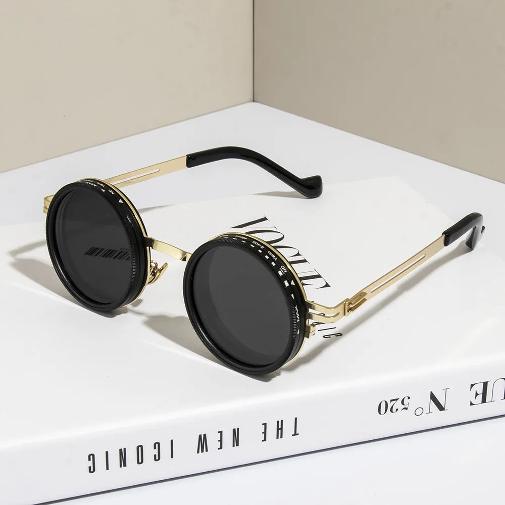 Polarized Round Sunglasses – Adjustable Retro Punk UV400 Shades