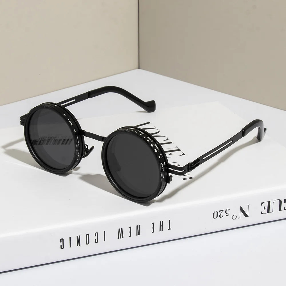 Polarized Round Sunglasses – Adjustable Retro Punk UV400 Shades