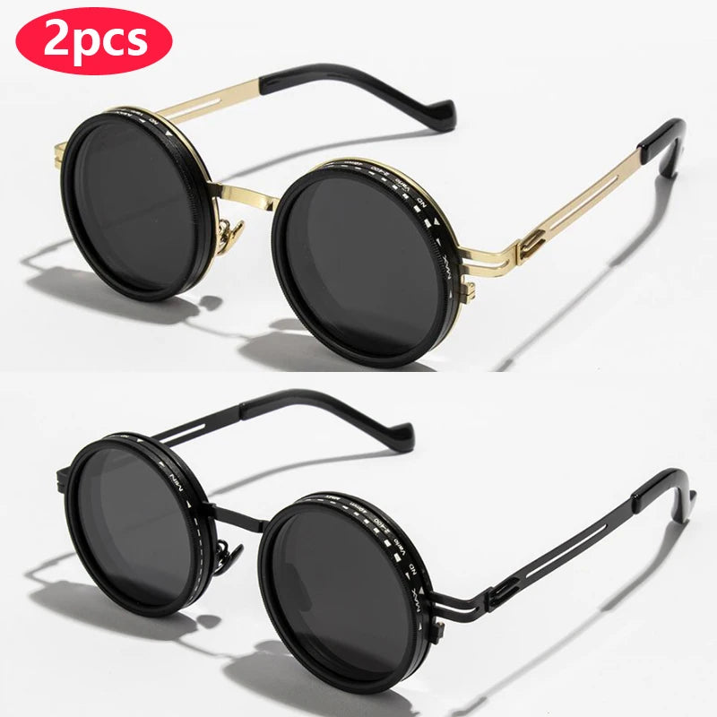 Polarized Round Sunglasses – Adjustable Retro Punk UV400 Shades