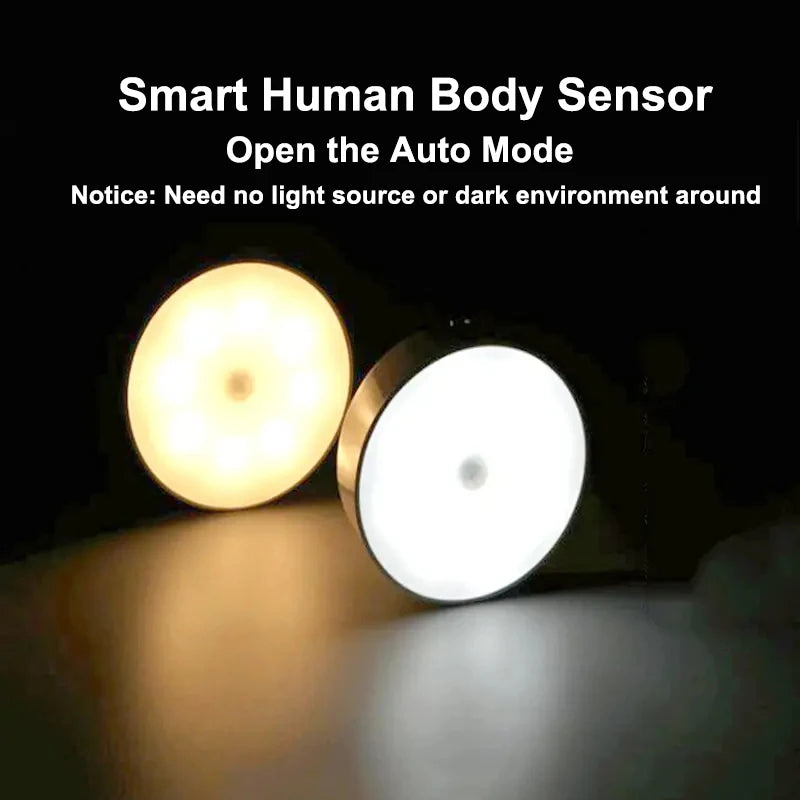 Rechargeable LED Motion Sensor Night Light – USB Wireless Magnetic Lamp with 3 Light Modes