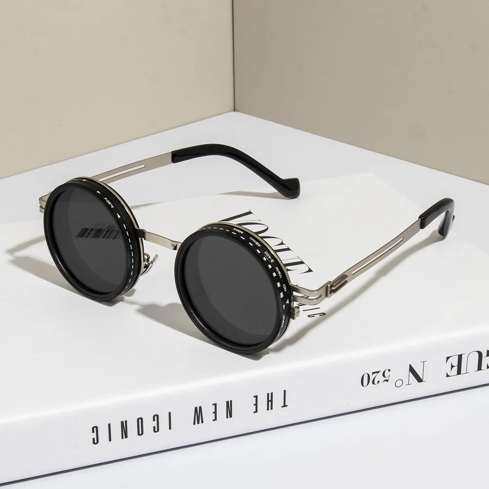 Polarized Round Sunglasses – Adjustable Retro Punk UV400 Shades