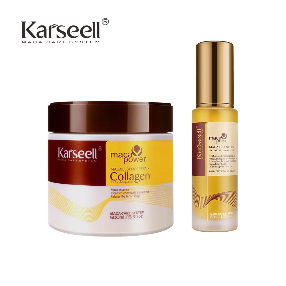 Karseell Collagen Hair Mask 500ml + Argan Oil Serum 50ml Set