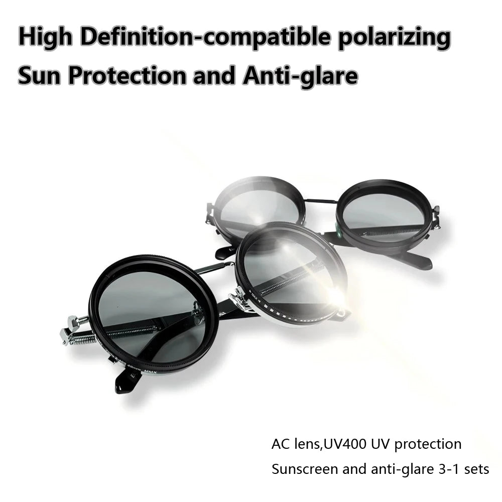Polarized Round Sunglasses – Adjustable Retro Punk UV400 Shades