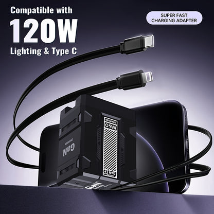 66W 3-in-1 Fast Charger with USB Type-C – Portable Universal Adapter with Retractable US Plug