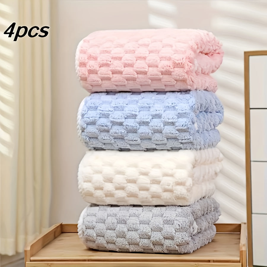 4-Pack Waffle Weave Microfiber Bath Towels – Quick-Dry, Soft & Absorbent Bathroom Towels