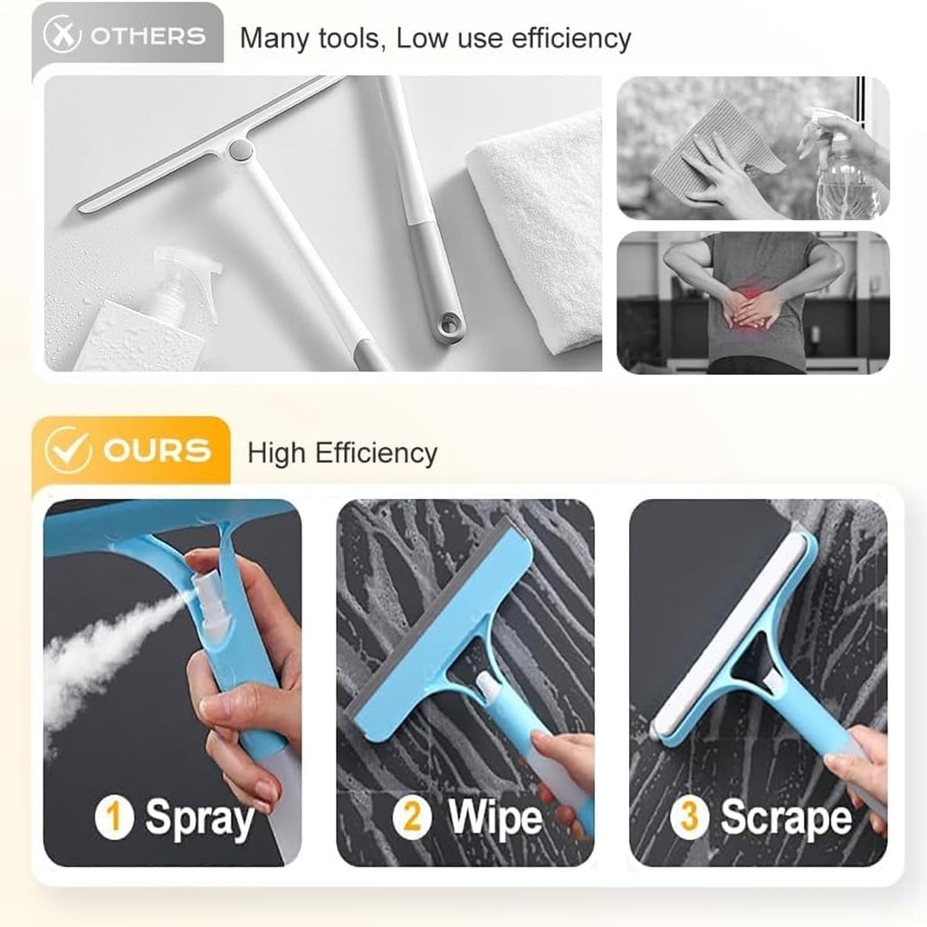 Streak-Free Window Cleaner – Spray, Wipe & Scrape in One