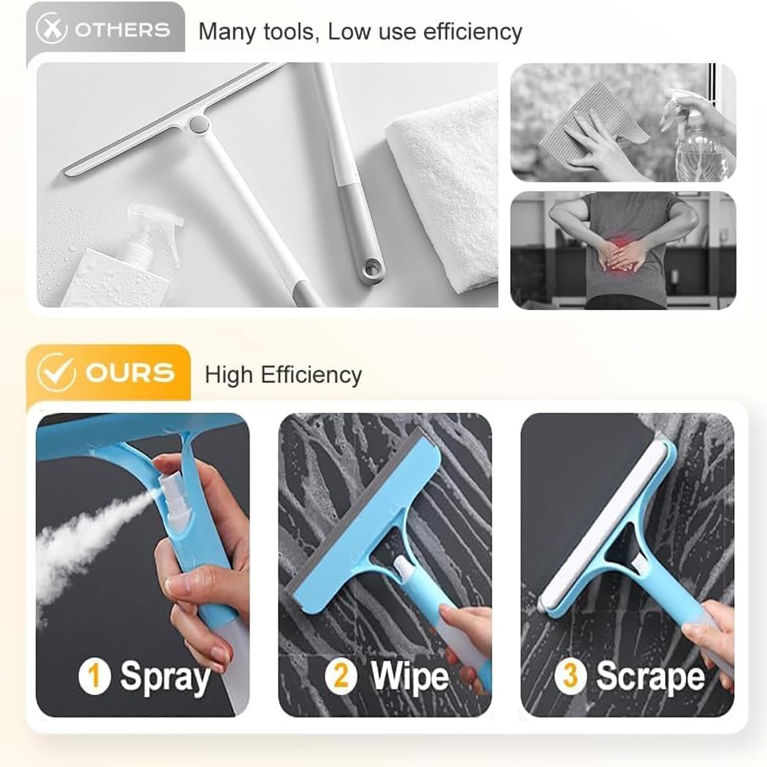 Streak-Free Window Cleaner – Spray, Wipe & Scrape in One