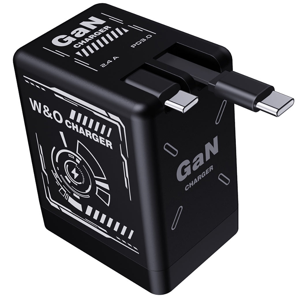 66W 3-in-1 Fast Charger with USB Type-C – Portable Universal Adapter with Retractable US Plug