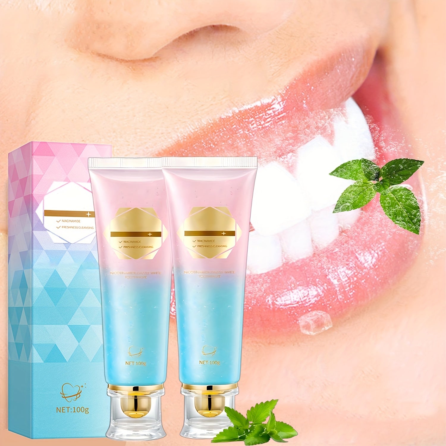 2-Pack Peppermint Toothpaste with Nicotinamide – Refreshing, Soothing Formula for Fresh Breath