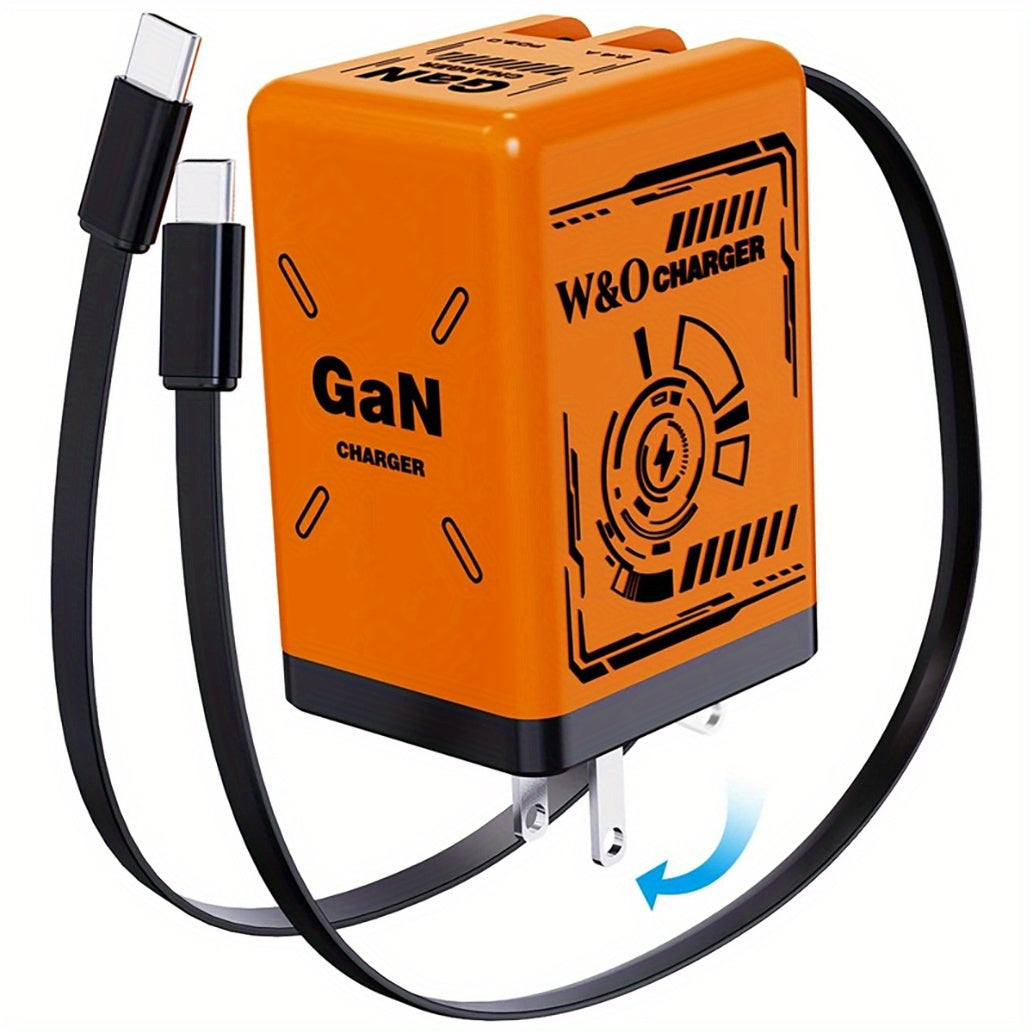 66W 3-in-1 Fast Charger with USB Type-C – Portable Universal Adapter with Retractable US Plug