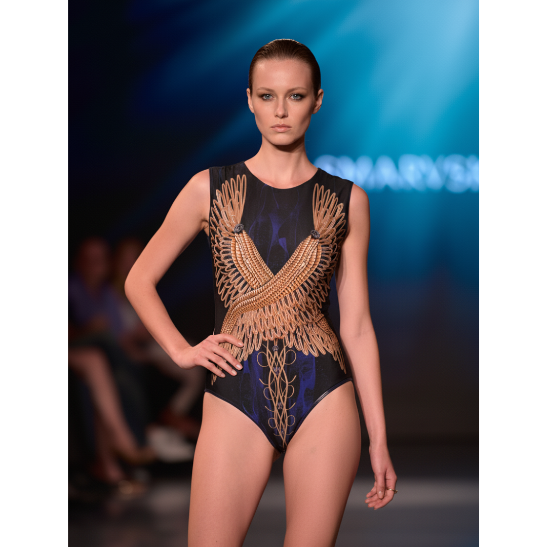 GOLD FEATHERS One-Piece Swimsuit / Bodysuit Sleeveless