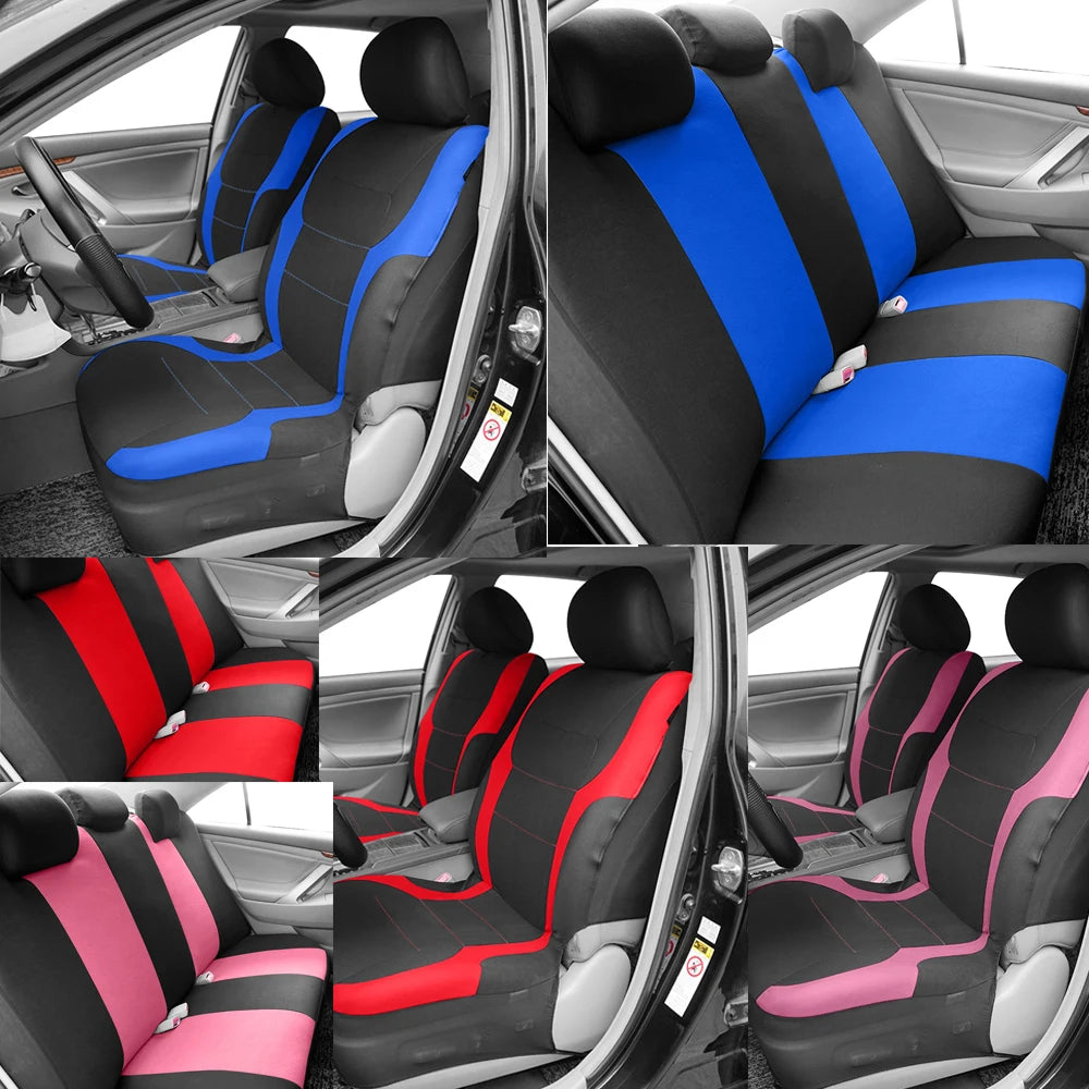 Universal Sporty Car Seat Covers – Breathable Polyester Interior Protection for Cars, SUVs, Trucks & Vans
