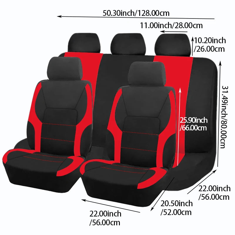 Universal Sporty Car Seat Covers – Breathable Polyester Interior Protection for Cars, SUVs, Trucks & Vans