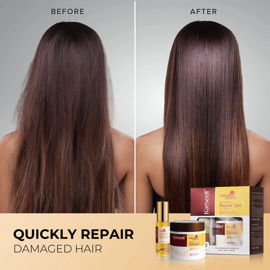 Karseell Collagen Hair Mask 500ml + Argan Oil Serum 50ml Set