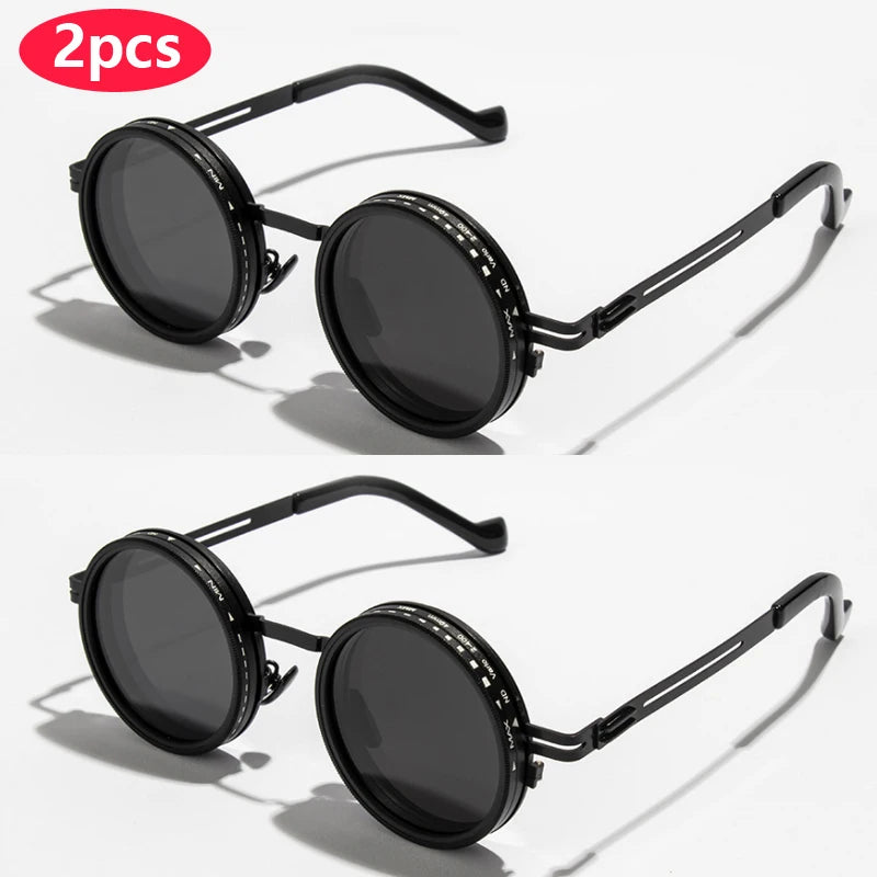 Polarized Round Sunglasses – Adjustable Retro Punk UV400 Shades