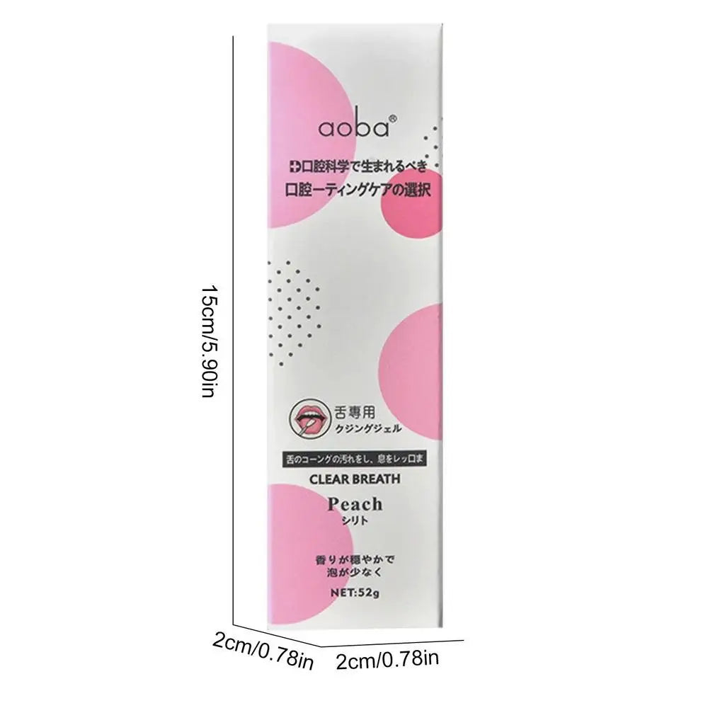 Tongue Cleaning Gel with Two-in-One Scraper Brush – Fresh Breath & Oral Hygiene Care (Mint or Peach)