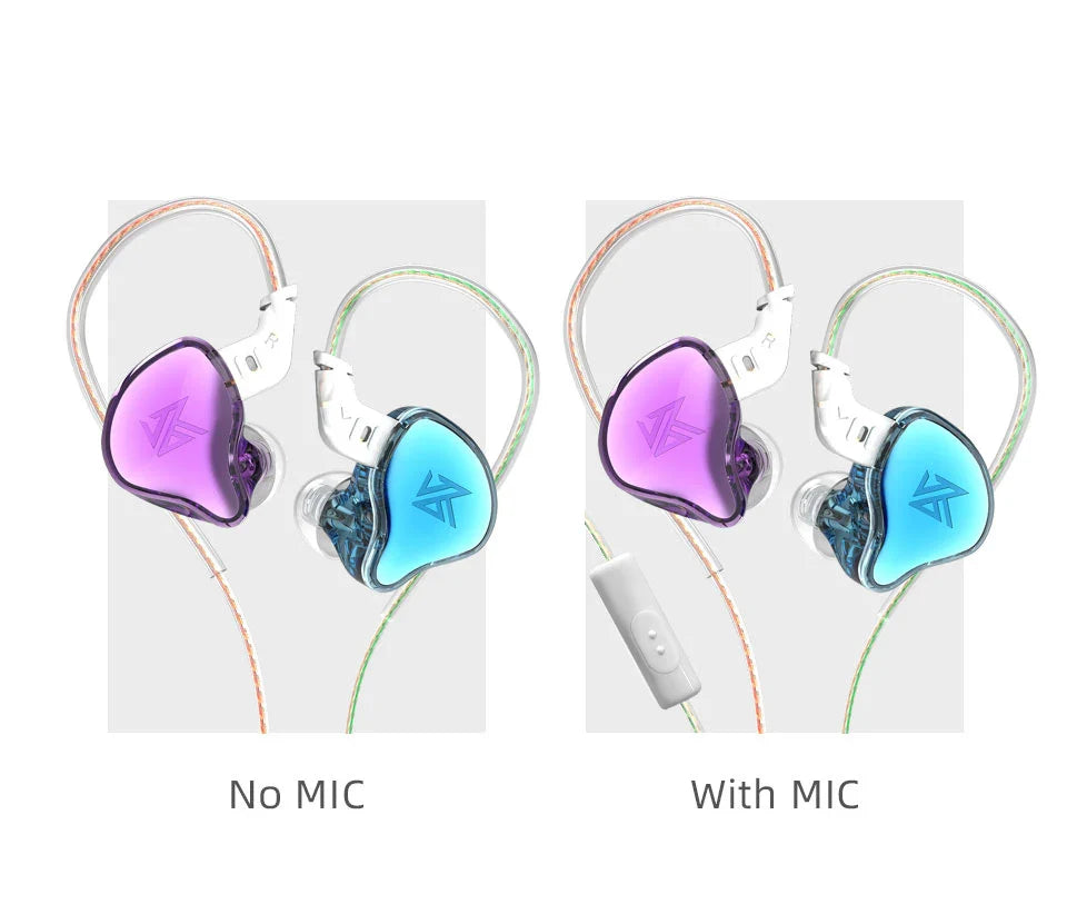 KZ EDC HiFi Earphones with Microphone Noise Cancelling In-ear Wired Headphones Sports Music Gaming Monitor Earbuds Headset