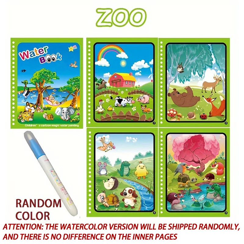 Magical Water Drawing Book for Kids – Reusable Mess-Free Coloring Activity with Water Pen