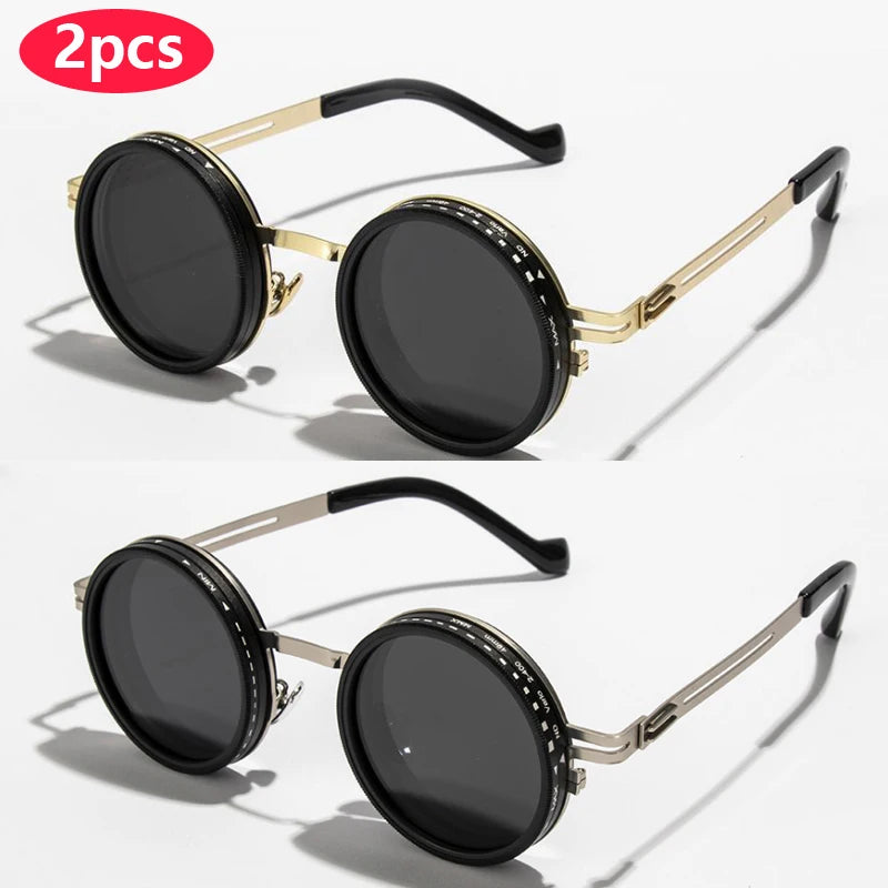 Polarized Round Sunglasses – Adjustable Retro Punk UV400 Shades