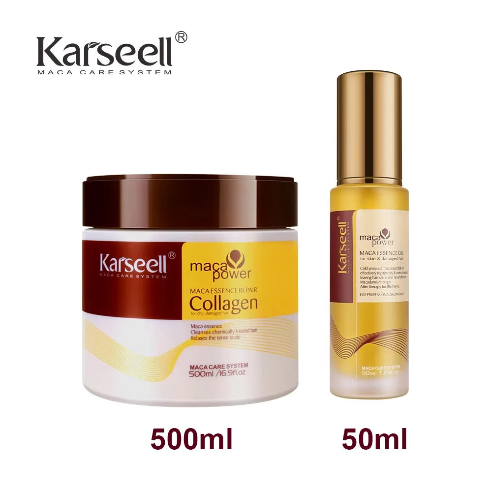 Karseell Collagen Hair Mask 500ml + Argan Oil Serum 50ml Set