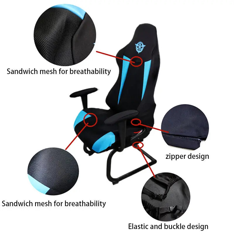 Gaming Chair Cover Elastic Breathable Dustproof Chair Protector Universal Soft Elasticity Polar Fleece Armchair Slipcovers