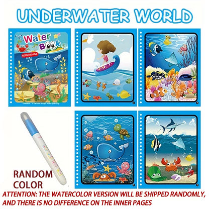 Magical Water Drawing Book for Kids – Reusable Mess-Free Coloring Activity with Water Pen
