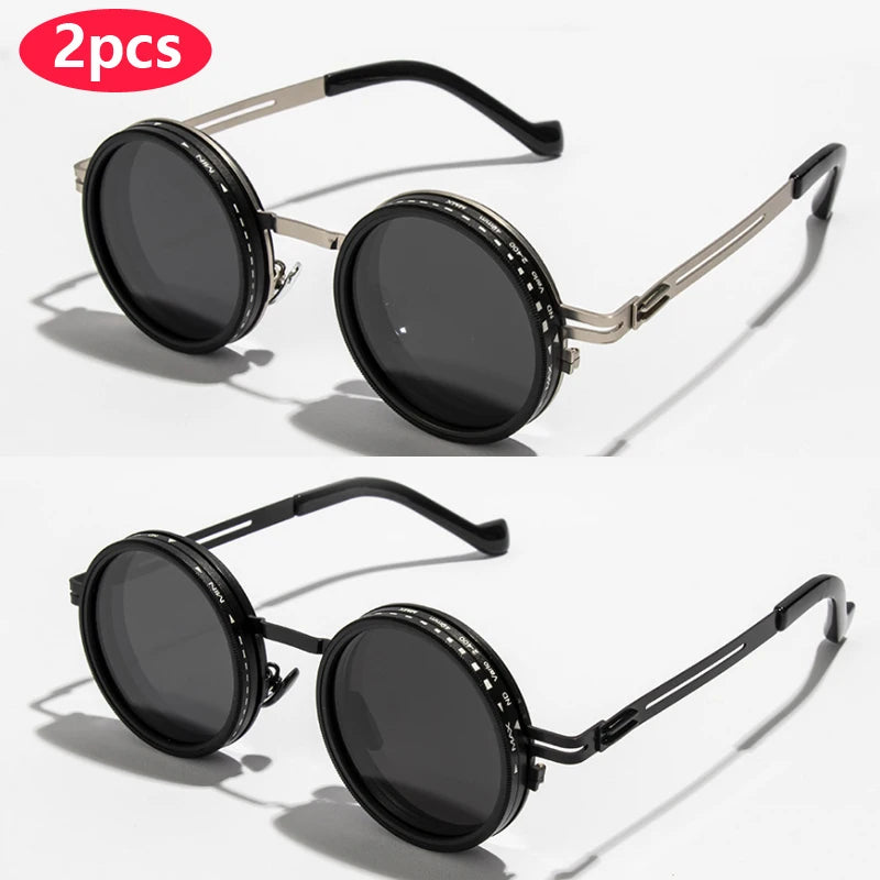 Polarized Round Sunglasses – Adjustable Retro Punk UV400 Shades