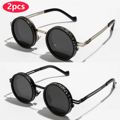 Polarized Round Sunglasses – Adjustable Retro Punk UV400 Shades