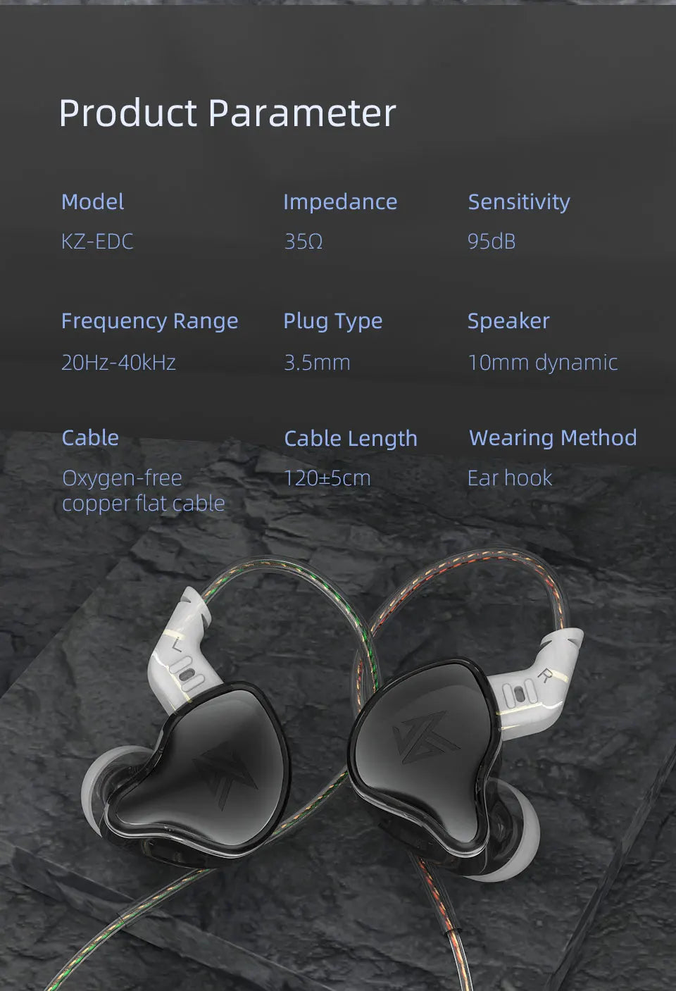KZ EDC HiFi Earphones with Microphone Noise Cancelling In-ear Wired Headphones Sports Music Gaming Monitor Earbuds Headset