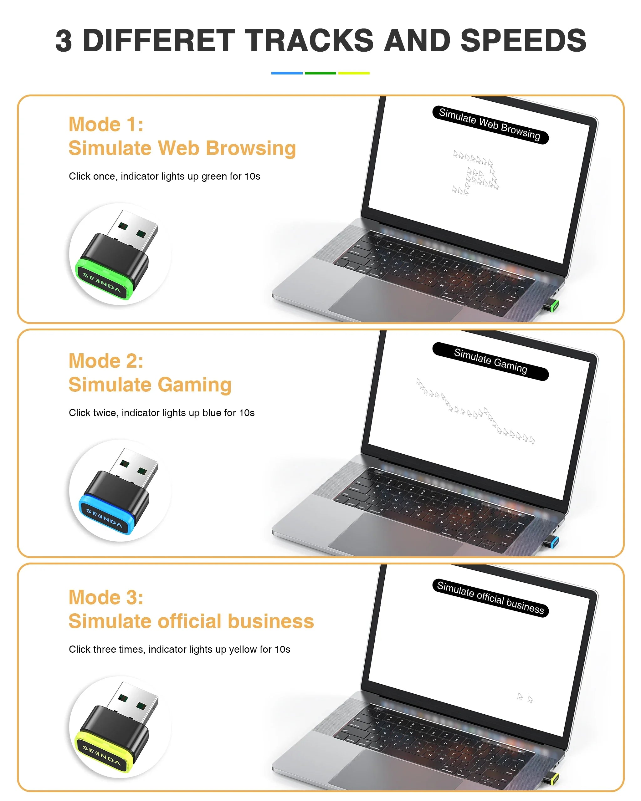 Undetectable Mouse Mover Keeps Computer Awake Simulate Mouse USB Mouse Jiggler Seenda Computer Accessories