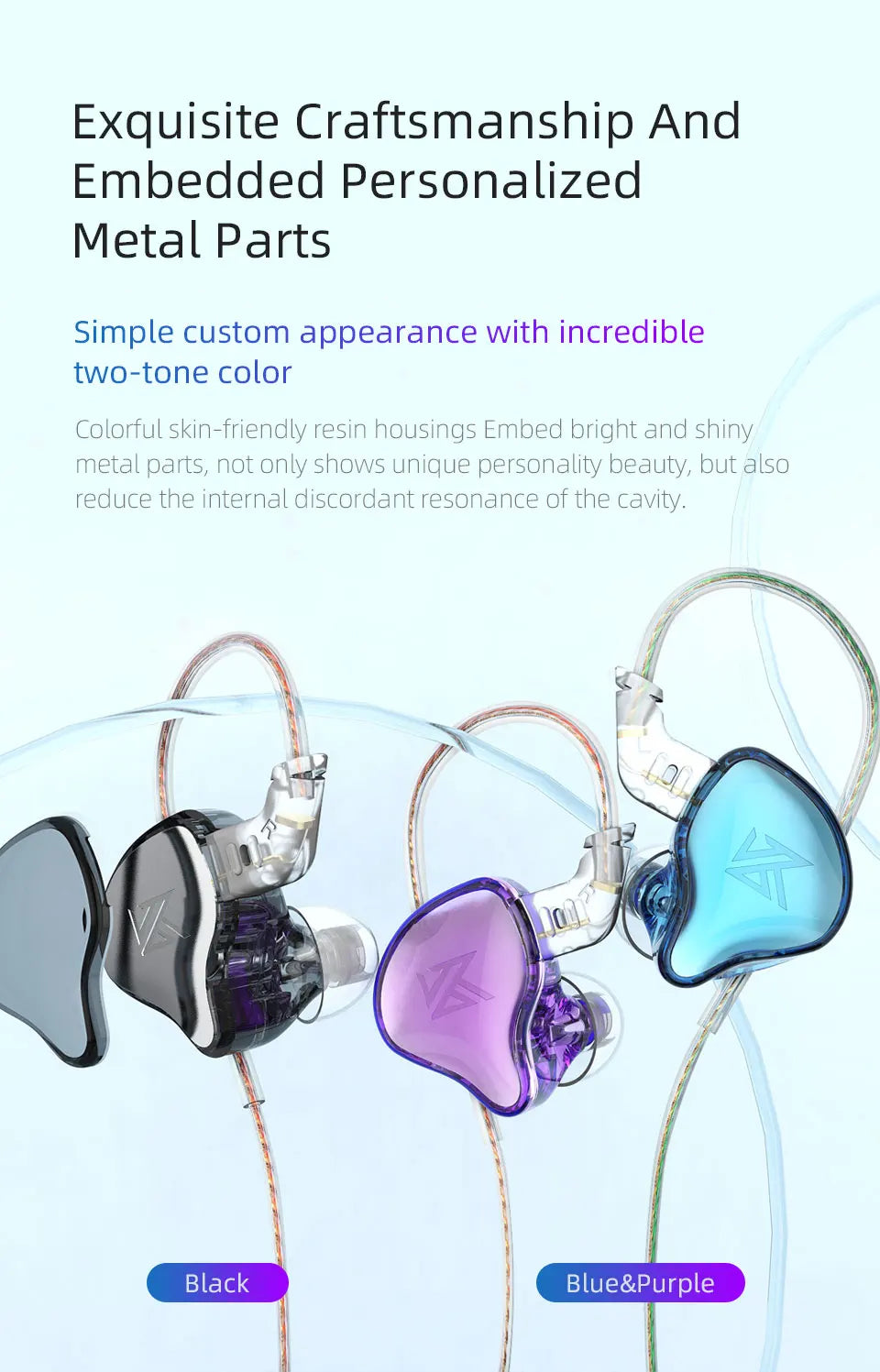 KZ EDC HiFi Earphones with Microphone Noise Cancelling In-ear Wired Headphones Sports Music Gaming Monitor Earbuds Headset