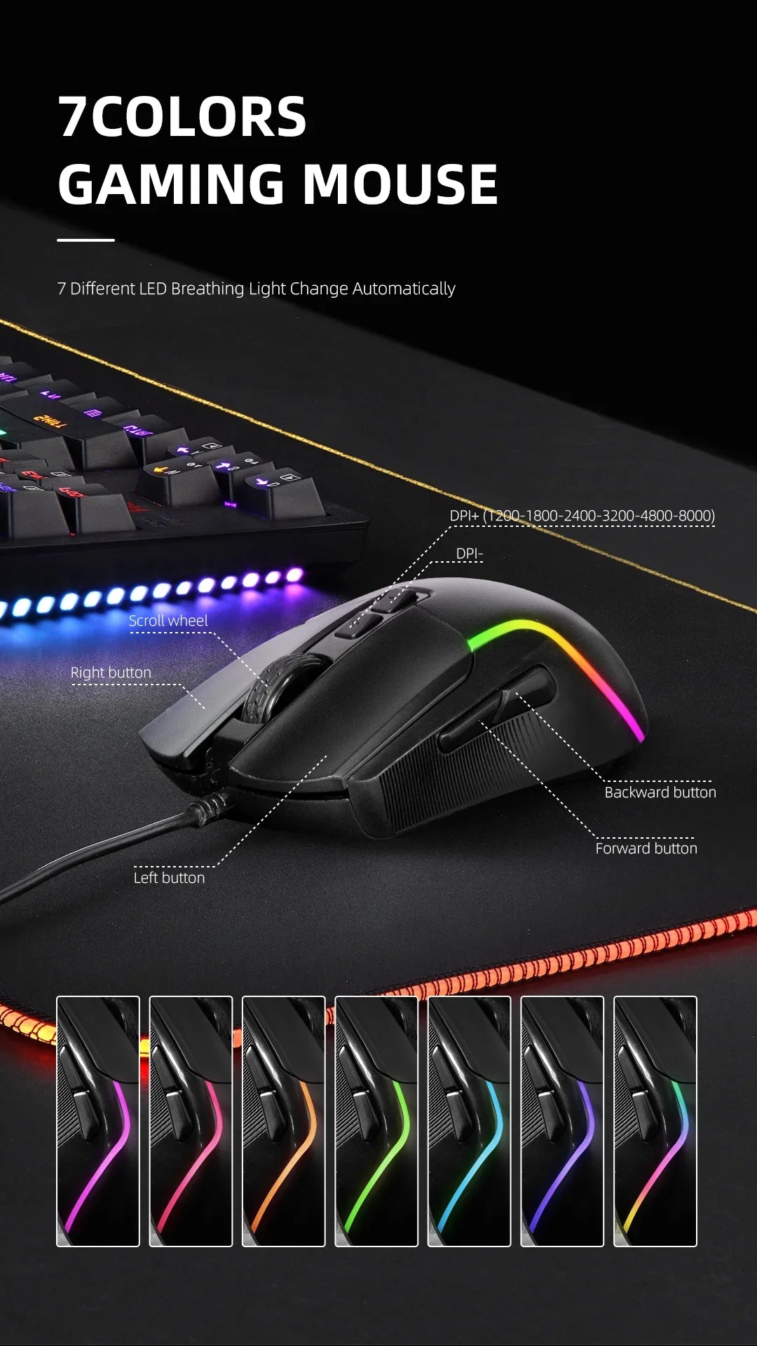Gaming Keyboard And Mouse It Contains Keyboard+Mouse+Headphone And Mouse Pad Set, RGB,Game Wired Keyboard And Mouse Sets