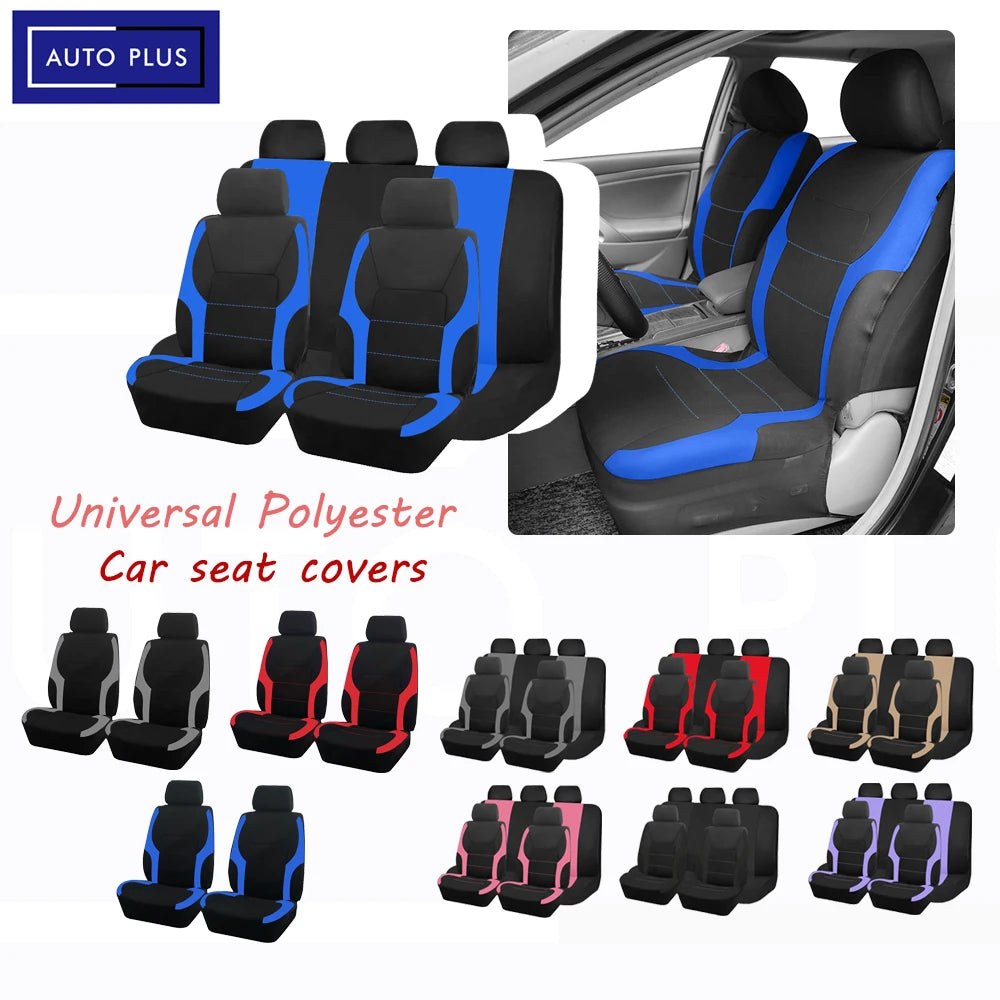 Universal Sporty Car Seat Covers – Breathable Polyester Interior Protection for Cars, SUVs, Trucks & Vans