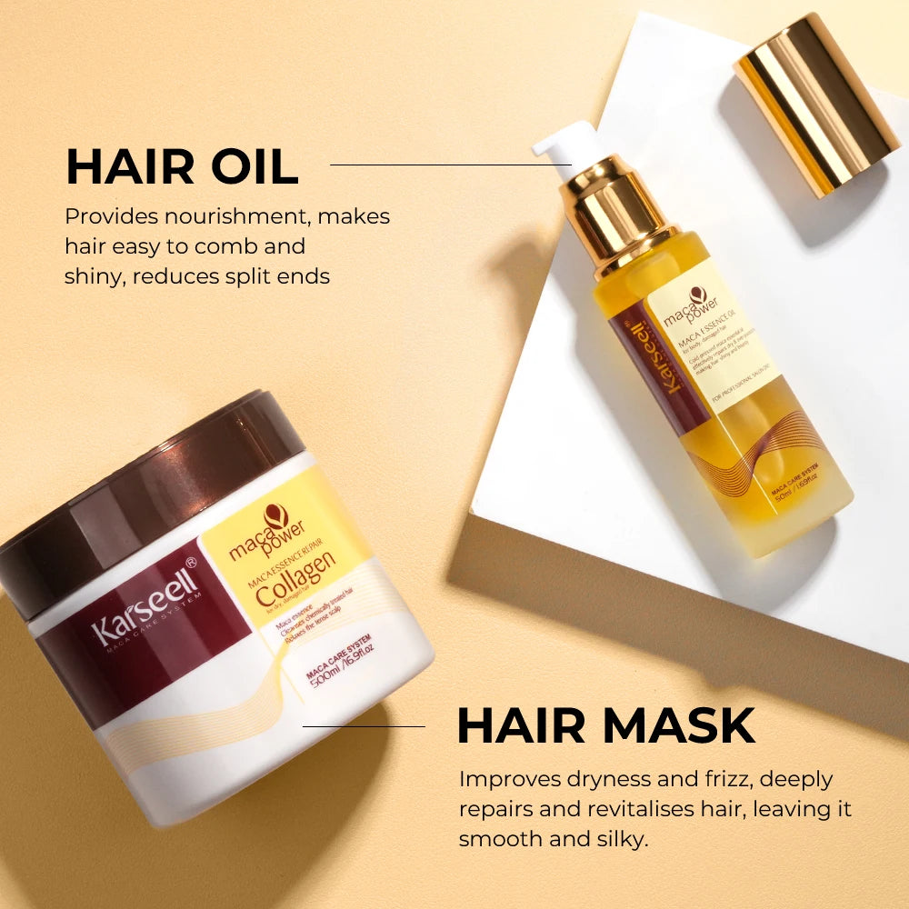 Karseell Collagen Hair Mask 500ml + Argan Oil Serum 50ml Set