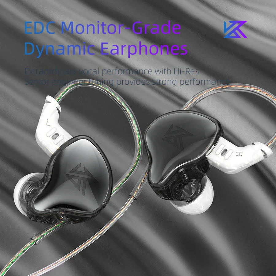 KZ EDC HiFi Earphones with Microphone Noise Cancelling In-ear Wired Headphones Sports Music Gaming Monitor Earbuds Headset