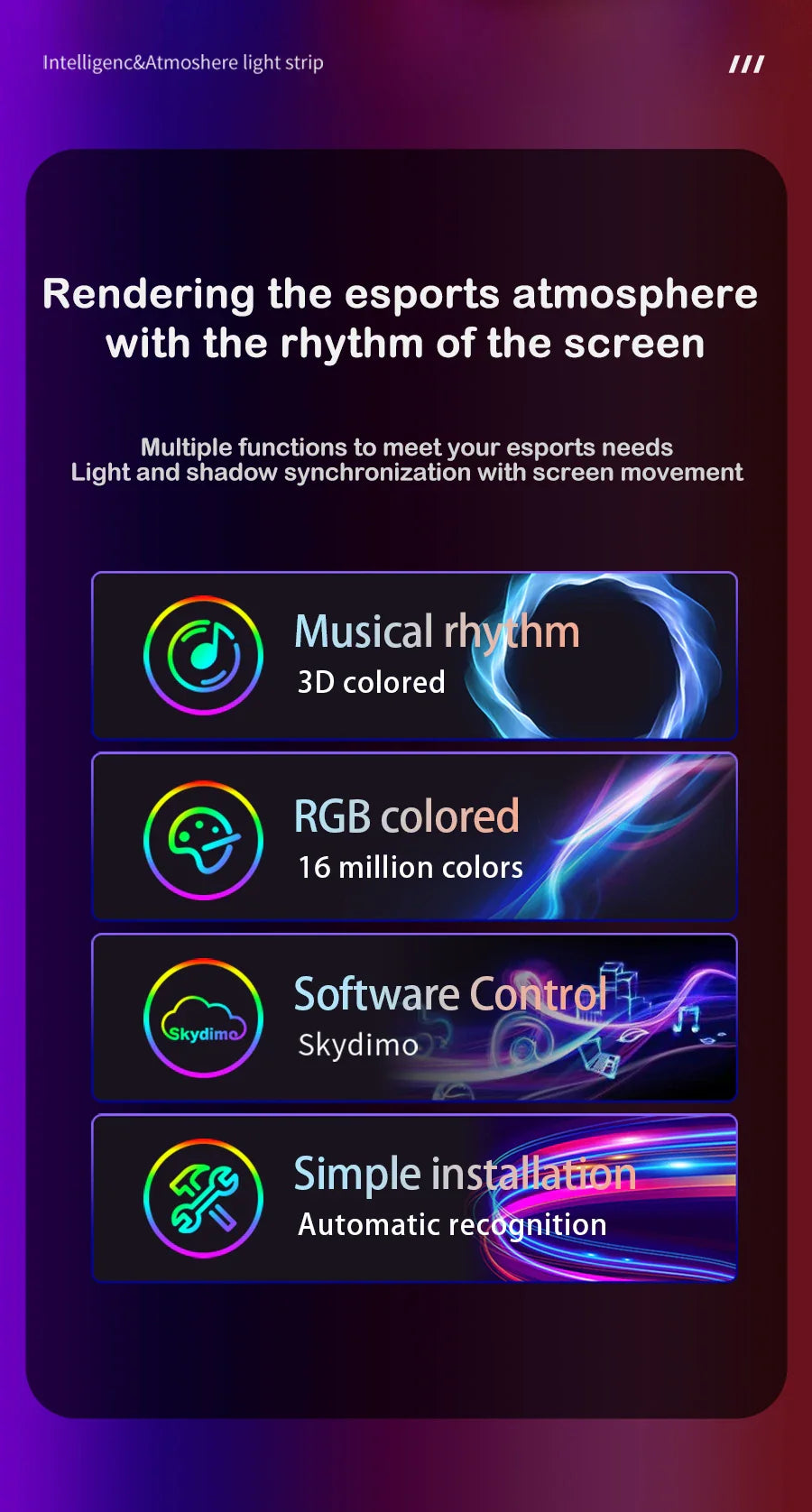 Smart Gaming LED Strip Lights Computer Sync Light Strip Monitor RGB Screen LED Backlight For Gaming Room Atmosphere Decor