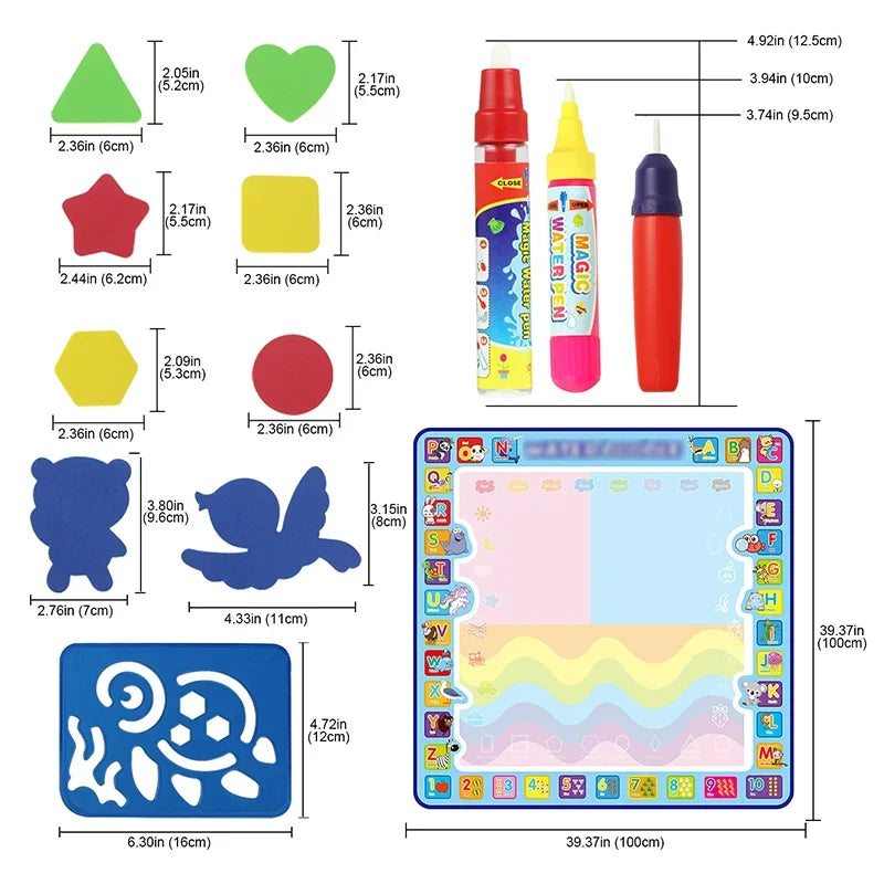 Magical Water Drawing Mat for Kids – Reusable Mess-Free Doodle Board with Water Pen