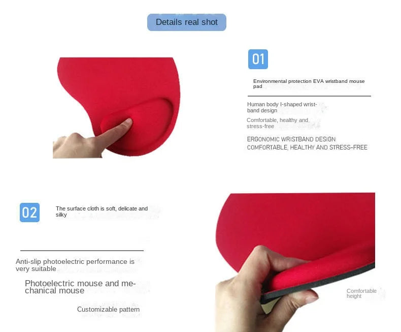 EVA Foam Wrist Mouse Pad Simple Solid Color Comfortable Thick Sponge Mouse Gaming Pc Keyboard Desk Mat 210X230MM