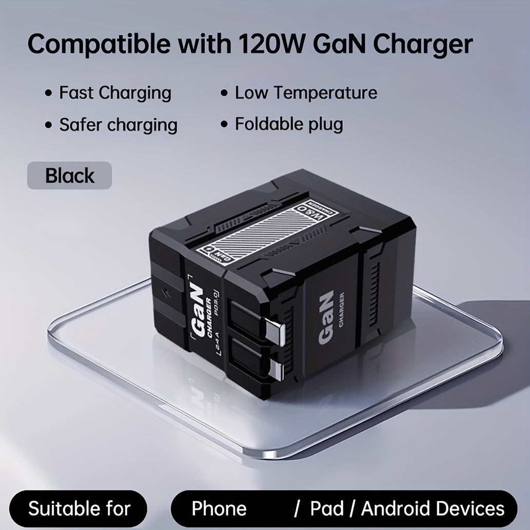 66W 3-in-1 Fast Charger with USB Type-C – Portable Universal Adapter with Retractable US Plug