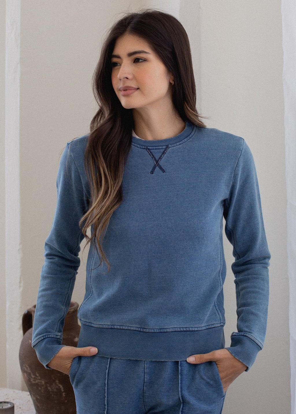 Indigo Terry Crewneck