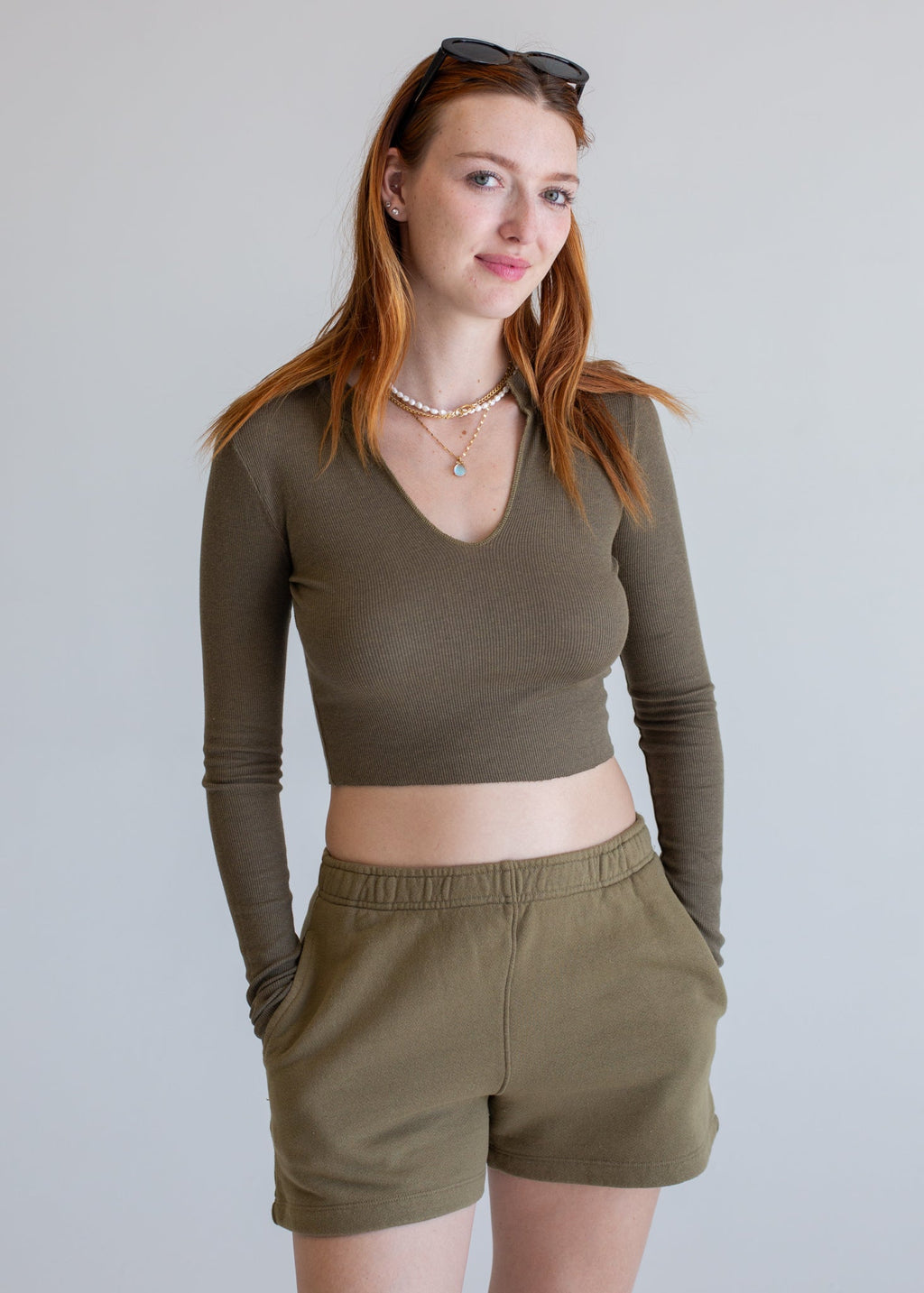 Ribbed Keyhole Long Sleeve