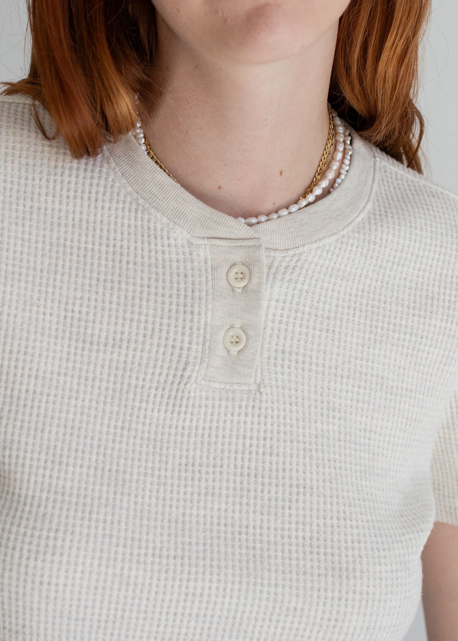 Waffle Henley Baby Tee